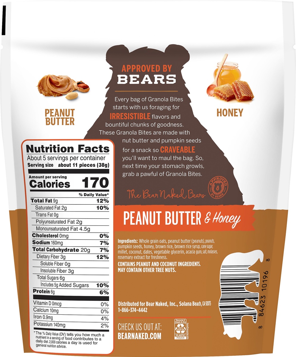 slide 8 of 8, Bear Naked Granola Bites Peanut Butter and Honey Vegetarian and Gluten Free Snacks, 7.2 oz