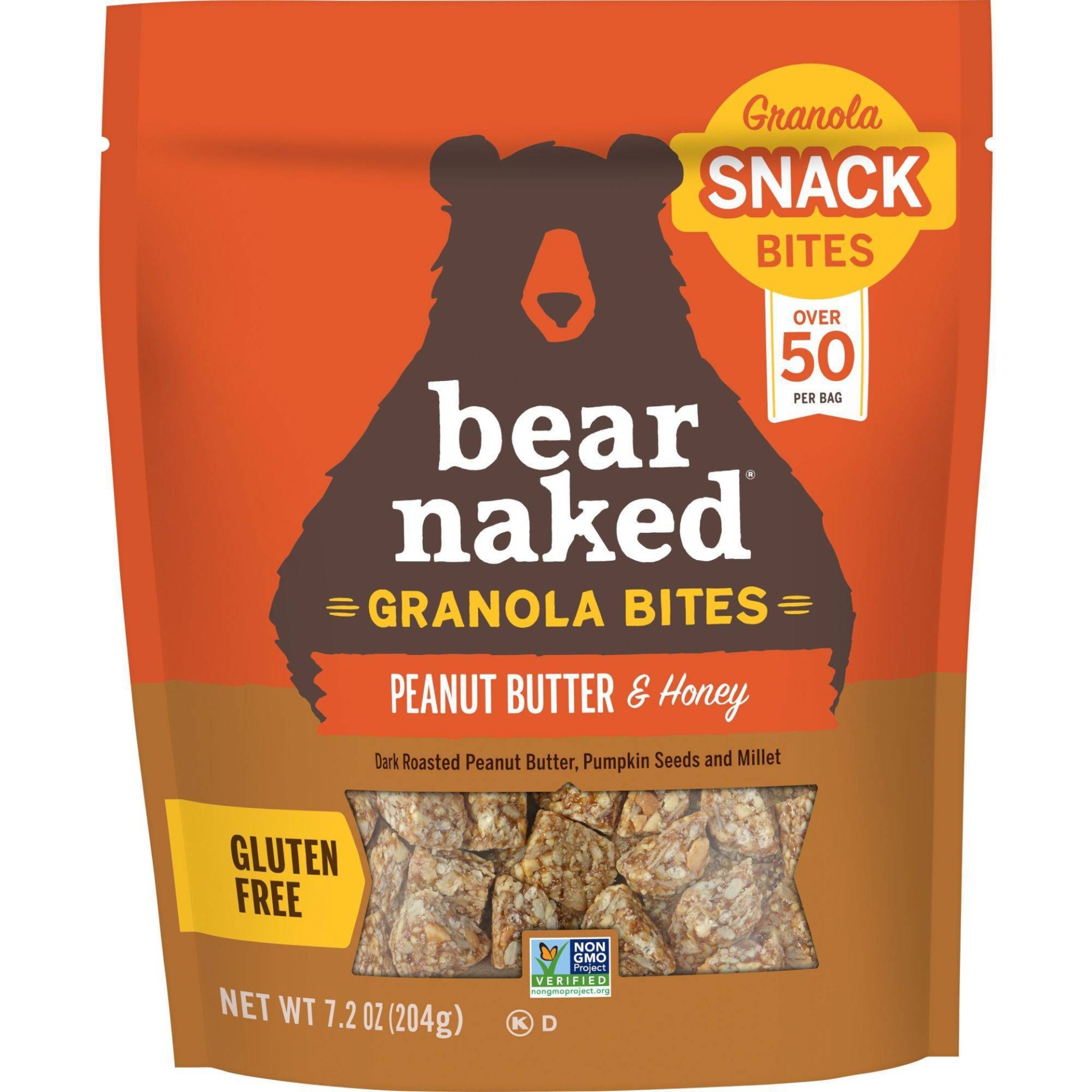 slide 1 of 8, Bear Naked Granola Bites Peanut Butter and Honey Vegetarian and Gluten Free Snacks, 7.2 oz