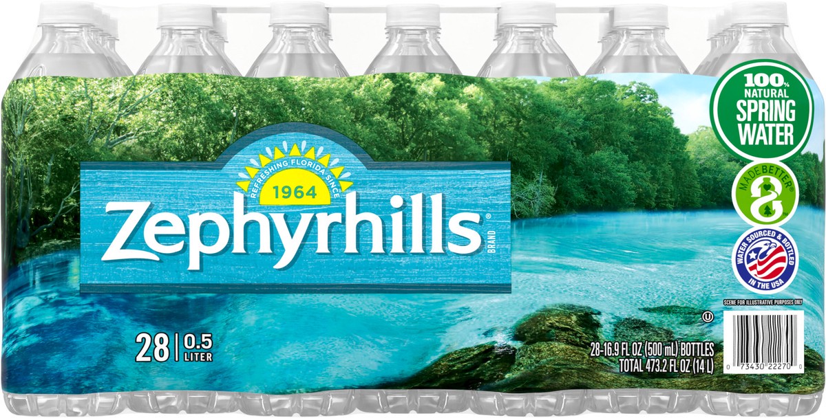 slide 2 of 7, ZEPHYRHILLS Brand 100% Natural Spring Water, (Pack of 28) - 16.9 fl oz, 16.9 fl oz
