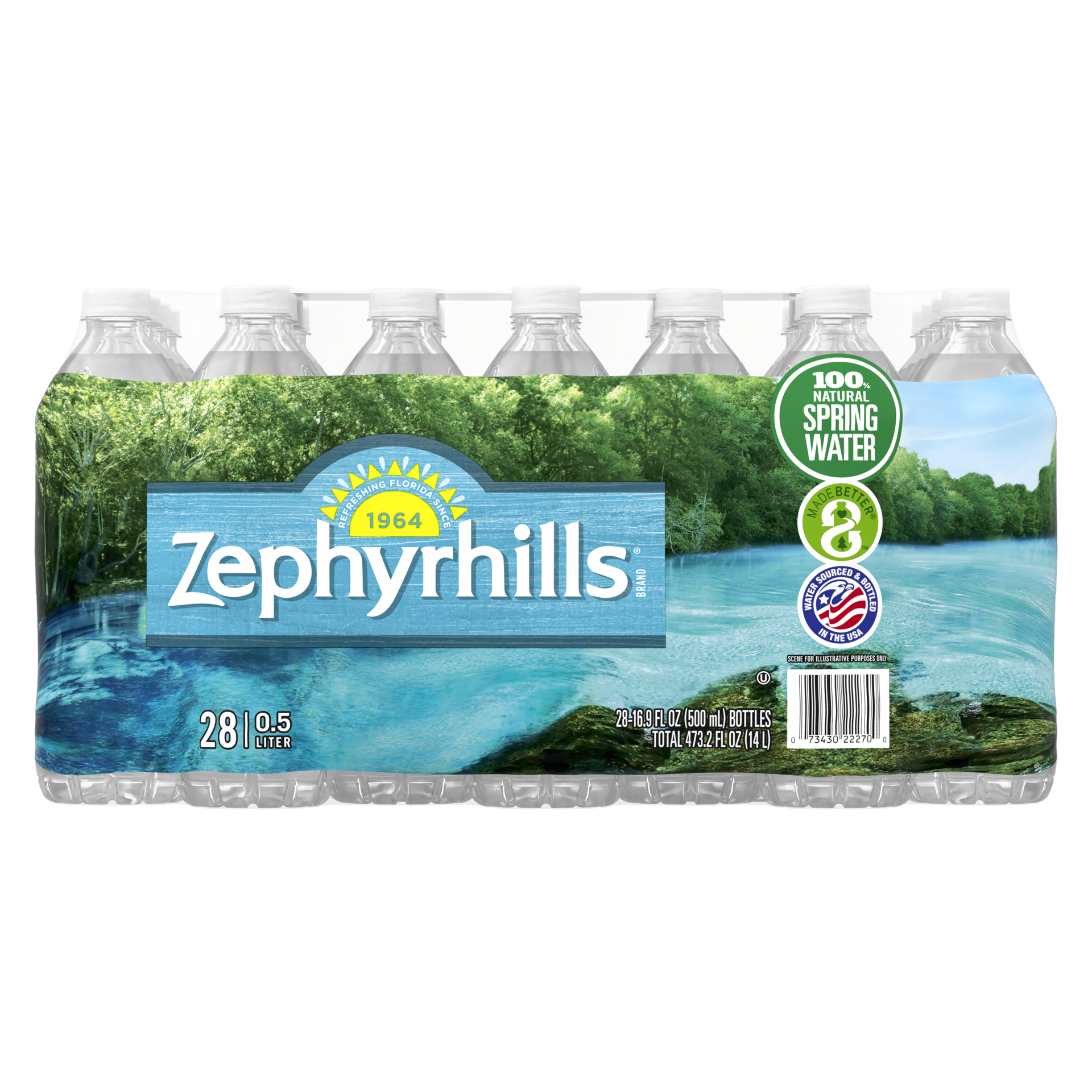 slide 1 of 7, ZEPHYRHILLS Brand 100% Natural Spring Water, (Pack of 28) - 16.9 fl oz, 16.9 fl oz