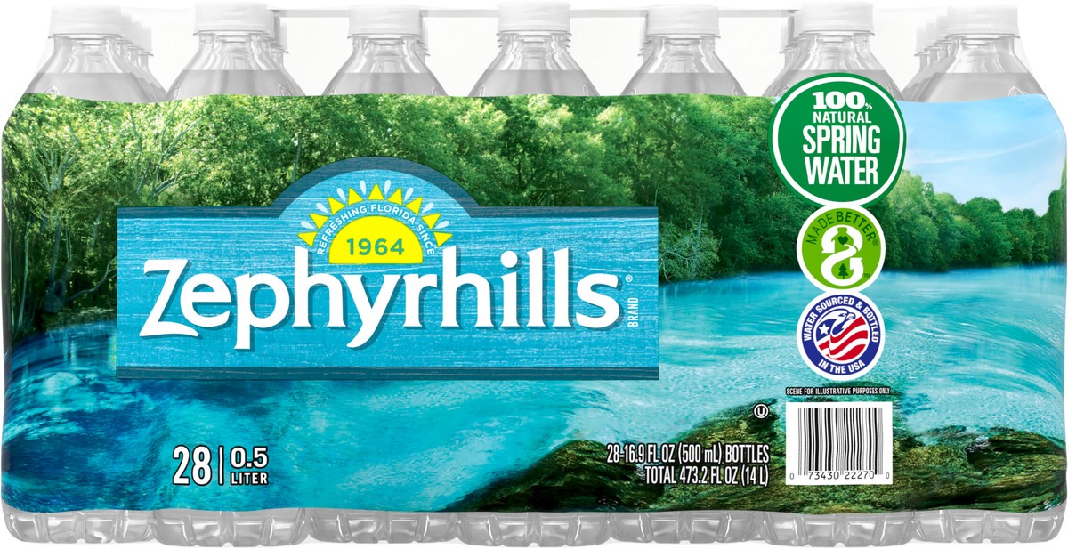 slide 2 of 7, ZEPHYRHILLS Brand 100% Natural Spring Water, 16.9-ounce plastic bottles (Pack of 28), 16.9 fl oz