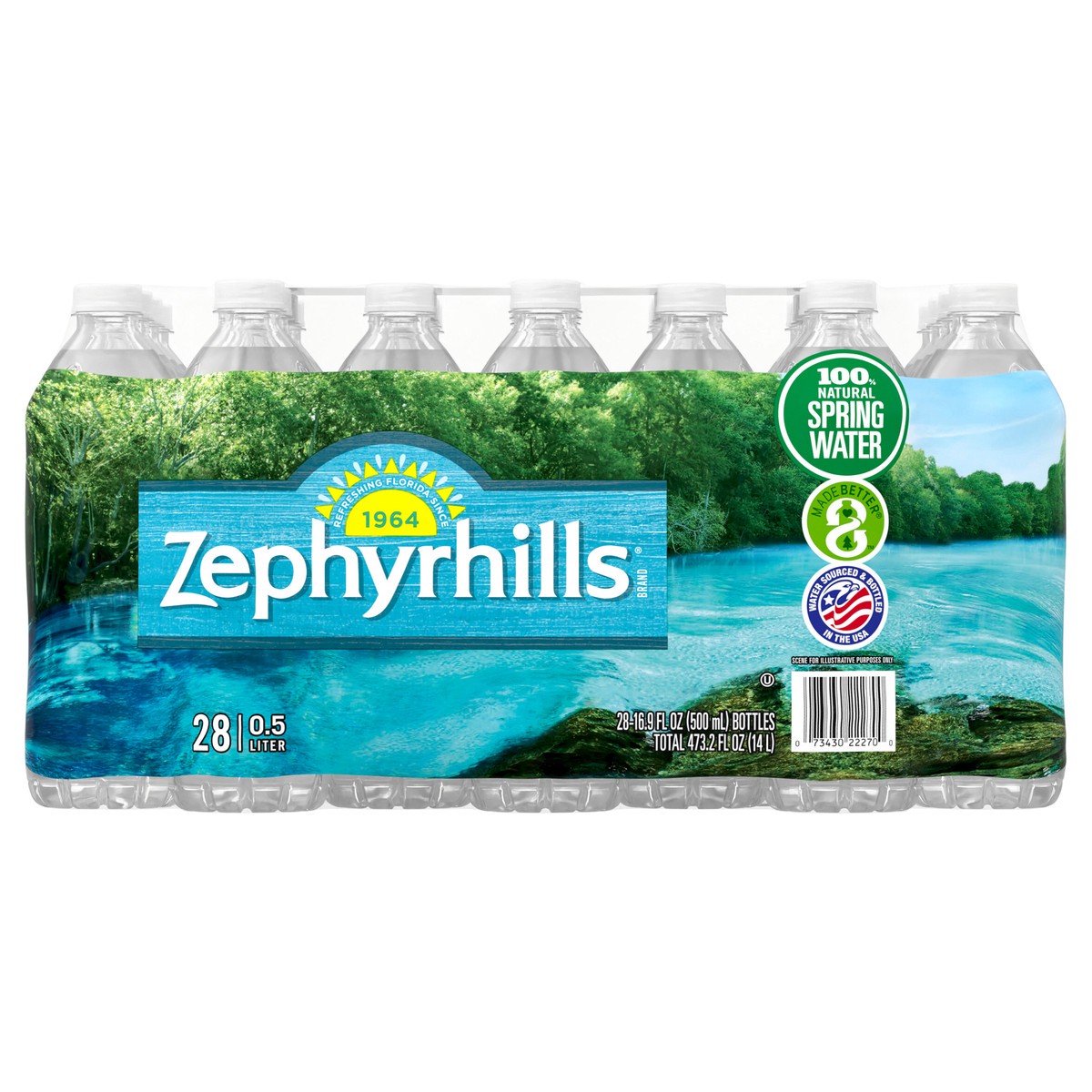 slide 1 of 7, ZEPHYRHILLS Brand 100% Natural Spring Water, 16.9-ounce plastic bottles (Pack of 28), 16.9 fl oz