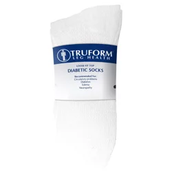 Truform Diabetic Loose Fit Crew Socks - White - Medium - 1 pair