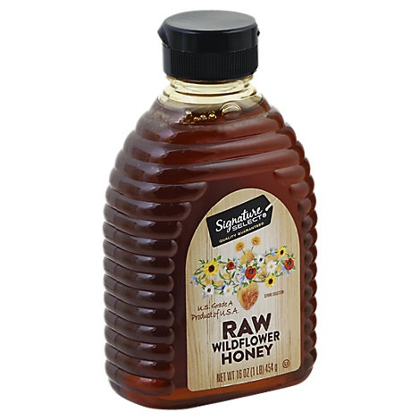 slide 1 of 1, Signature Select Wildflower Honey Raw, 16 oz