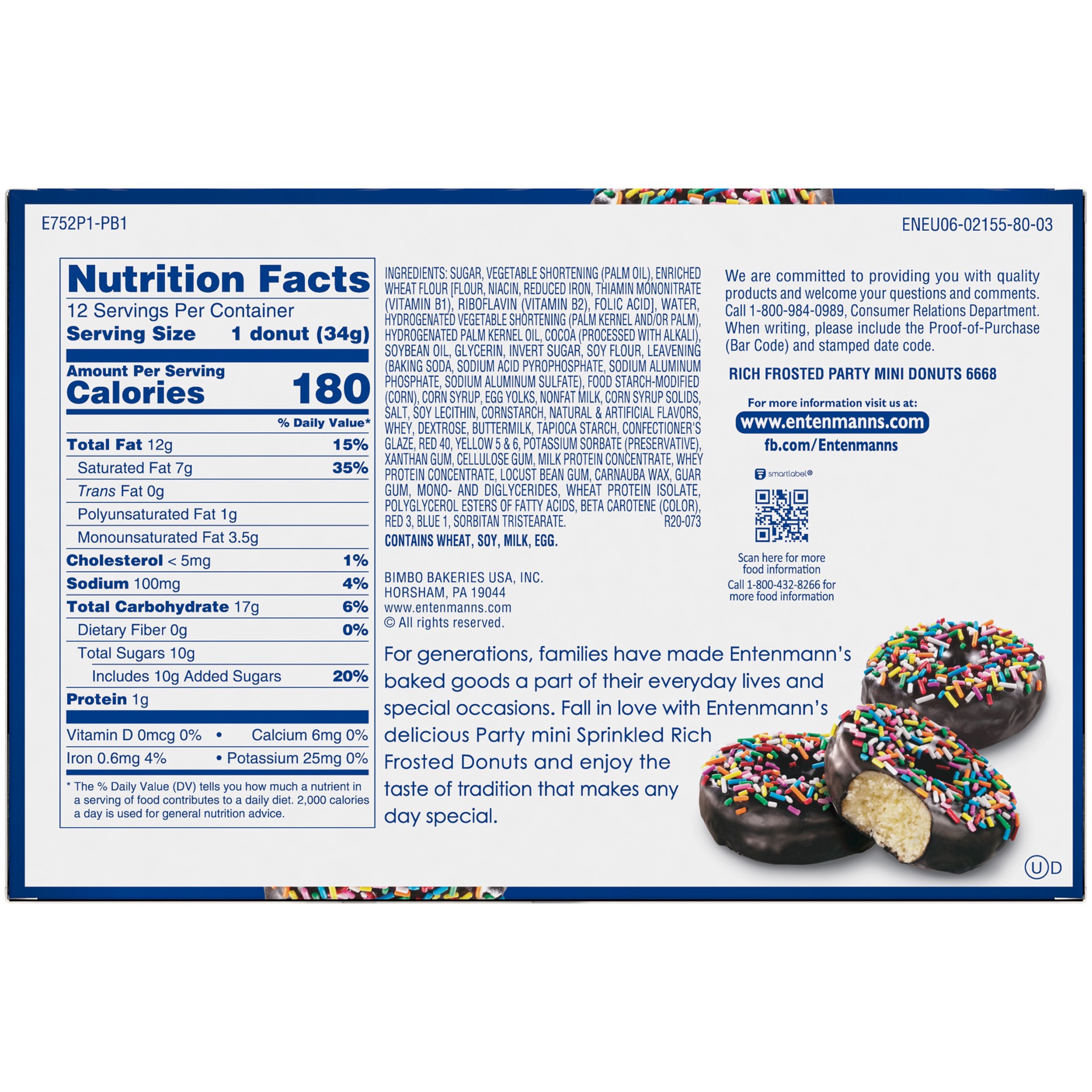 slide 4 of 5, Entenmann's Party Mini Rich Frosted Donuts 12 ct, 14.5 oz