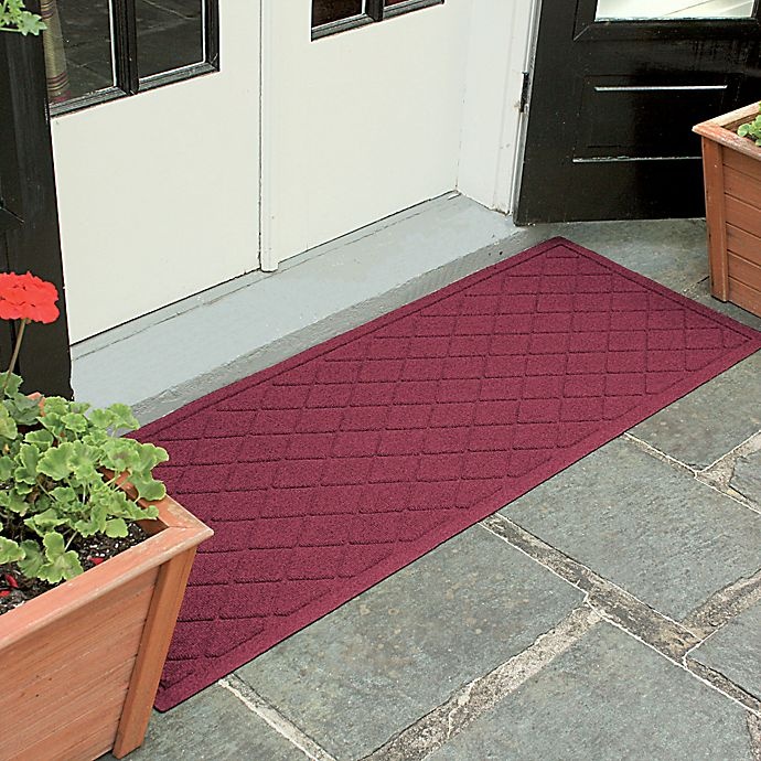 slide 2 of 4, Weather Guard Argyle Door Mat - Bordeaux, 22 in x 60 in