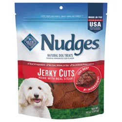 Blue Buffalo Nudges Jerky Cuts Dog Treats, Made in the USA with Natural Ingredients, Steak, 10-oz Bag