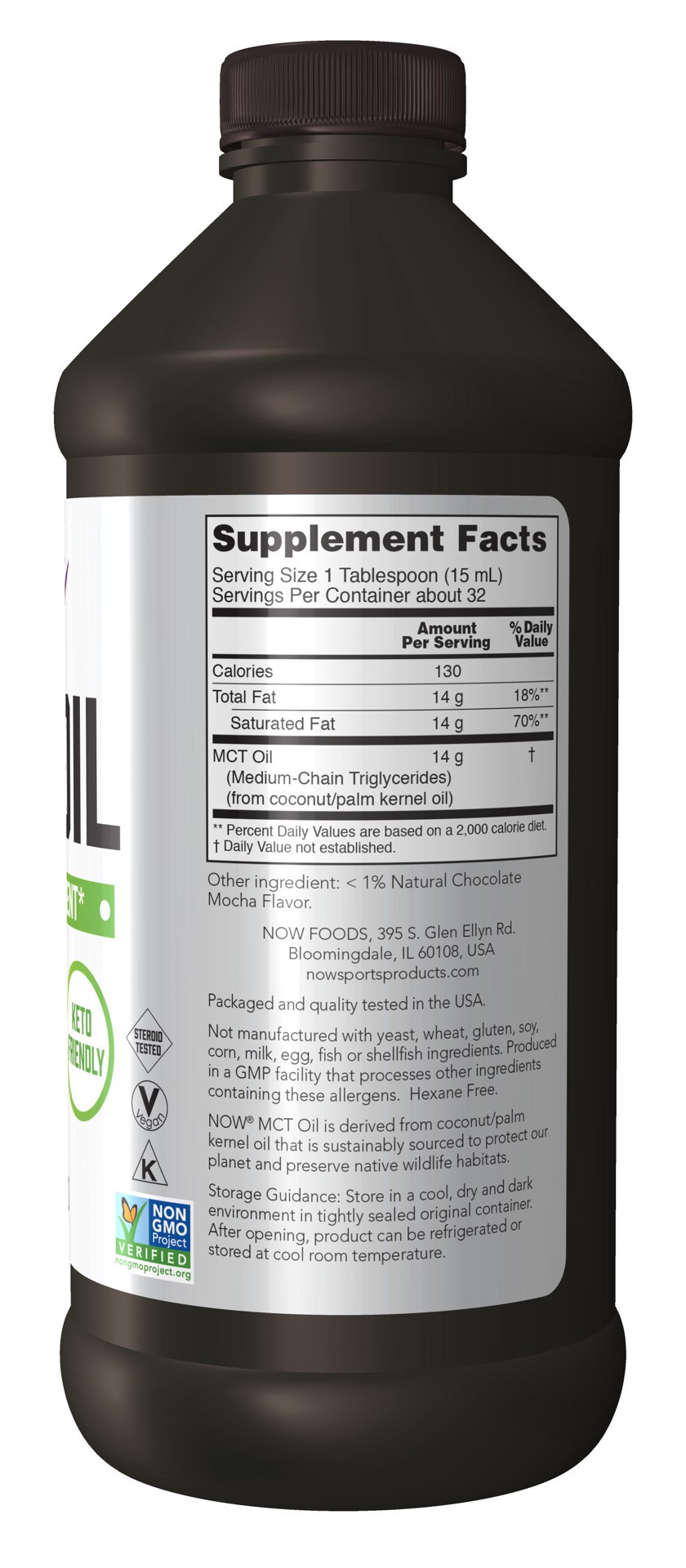 slide 5 of 5, NOW MCT Oil, Chocolate Mocha - 16 fl. oz., 16 fl oz