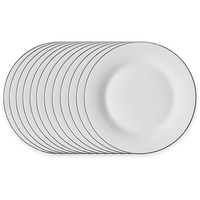 slide 1 of 1, Gibson Overseas Studio Platinum Porcelain Banded Dinner Plates, 12 ct