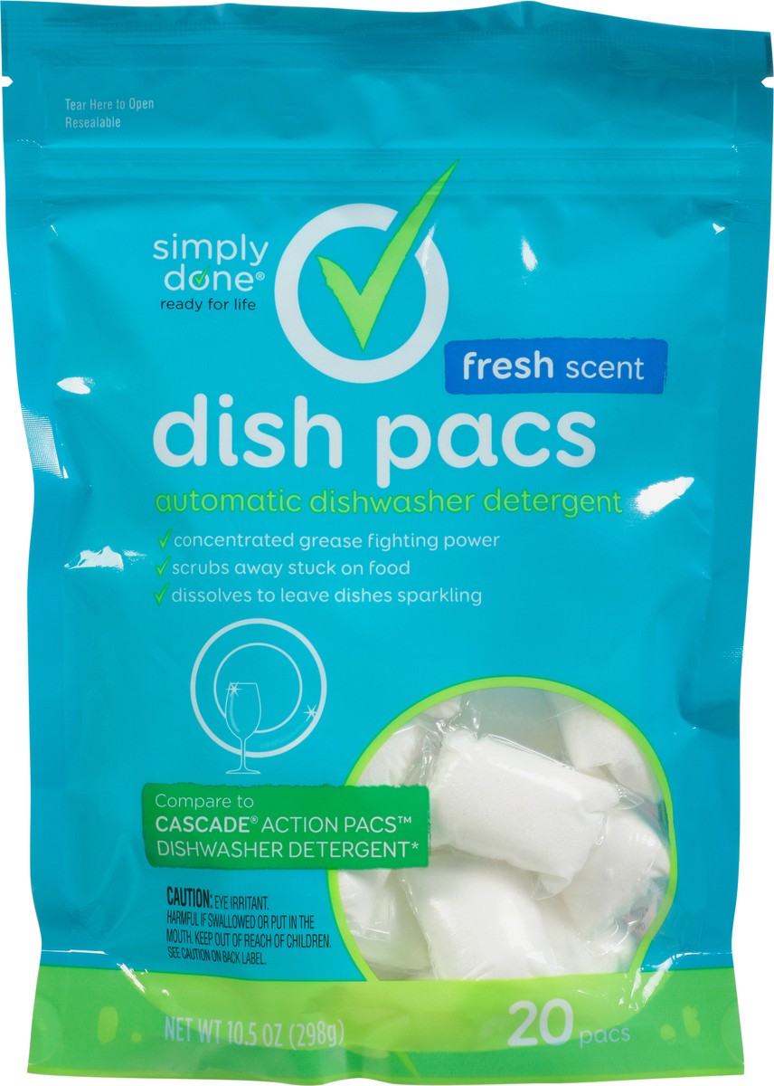 slide 3 of 15, Simply Done Dish Pacs Automatic Dishwasher Detergent Fresh Scent, 20 ct