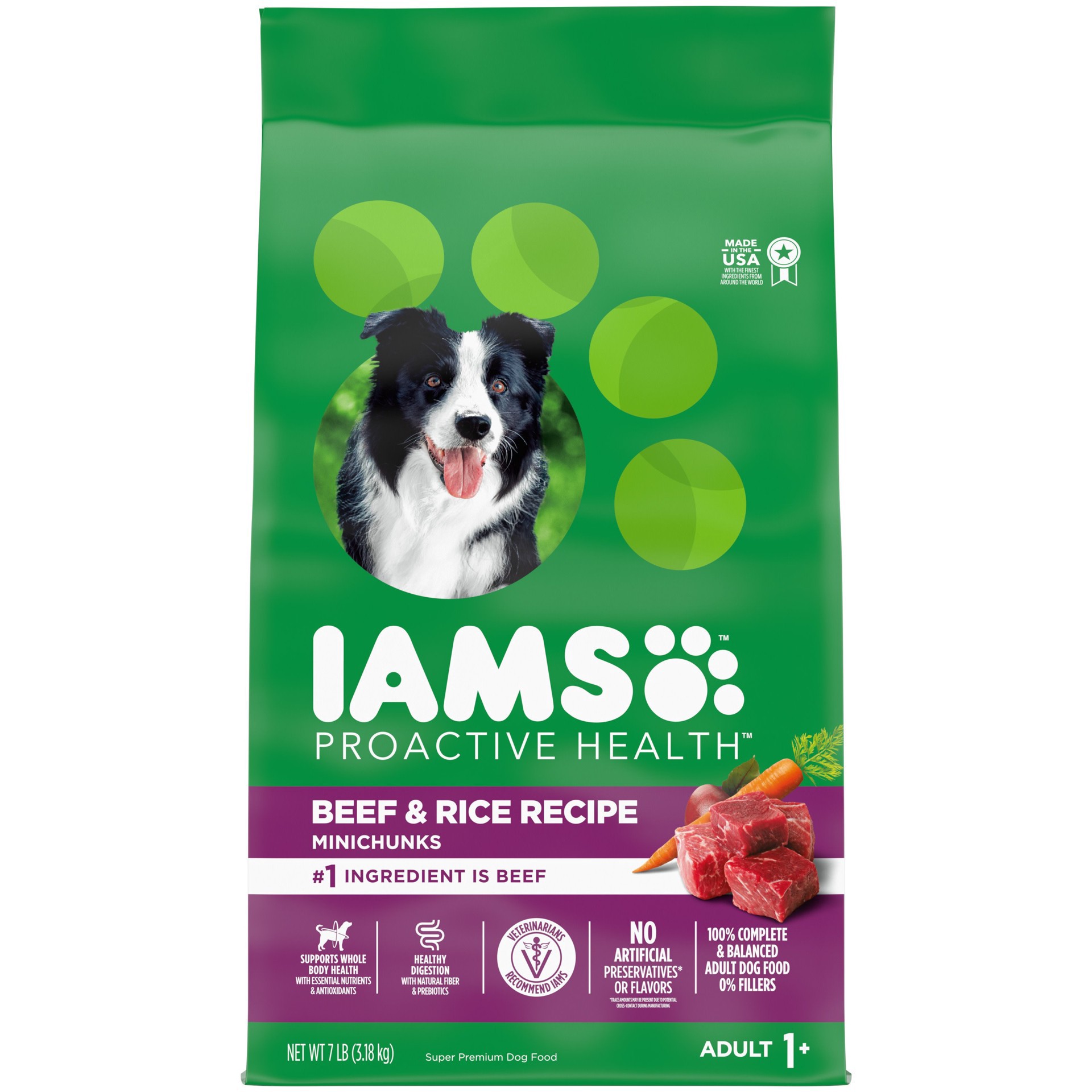 slide 1 of 1, IAMS 119952 - Iams Proactive Health Adult Beef & Rice DCIC Bag - PA 7 LB English (Updated Art), 7 lb