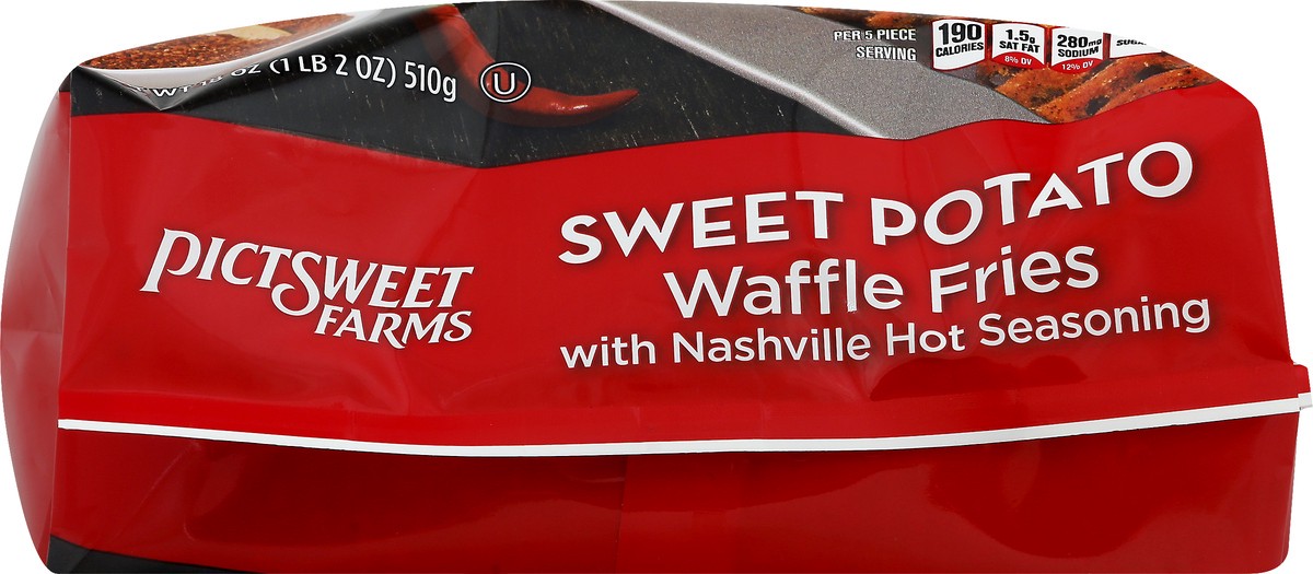 slide 8 of 10, PictSweet Sweet Potato Waffle Fries, Nashville Hot, 18 oz