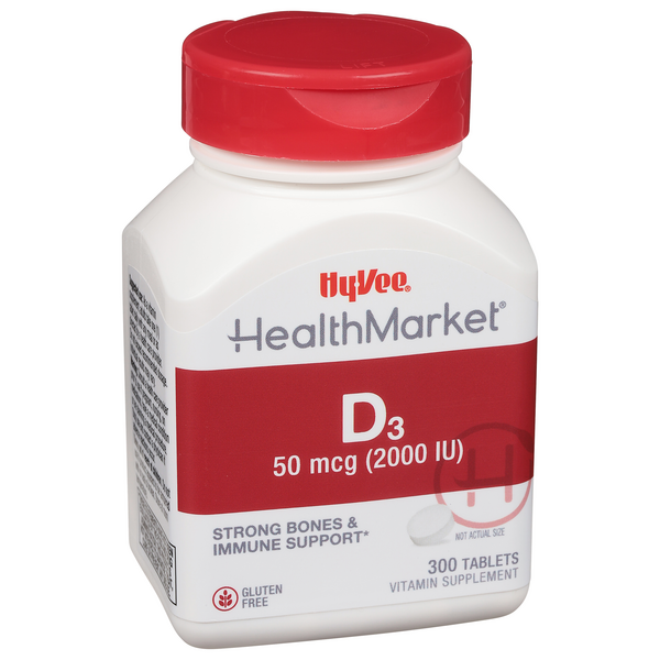 slide 1 of 1, Hy-Vee Healthmarket Vitamin D3-2000 Iu Tablets, 300 ct