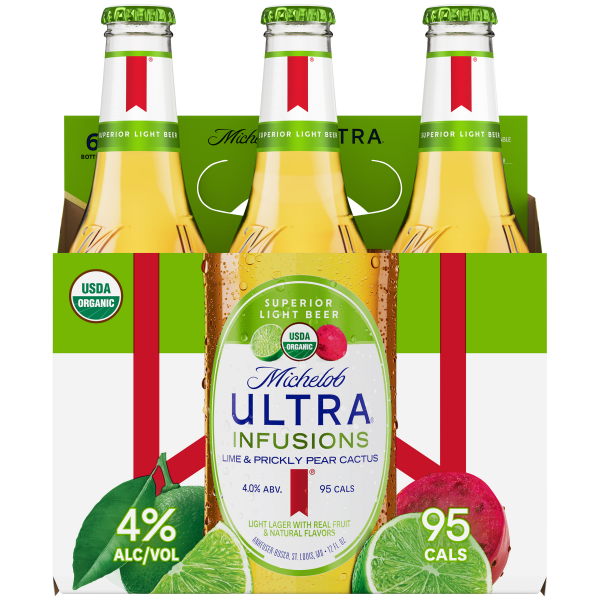 slide 5 of 10, Michelob Ultra Infusions Lime & Prickly Pear Cactus Beer 6 - 12 fl oz Bottles, 72 fl oz