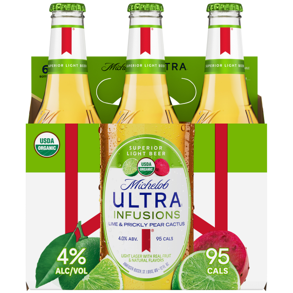 slide 9 of 10, Michelob Ultra Infusions Lime & Prickly Pear Cactus Beer 6 - 12 fl oz Bottles, 6 ct; 12 oz