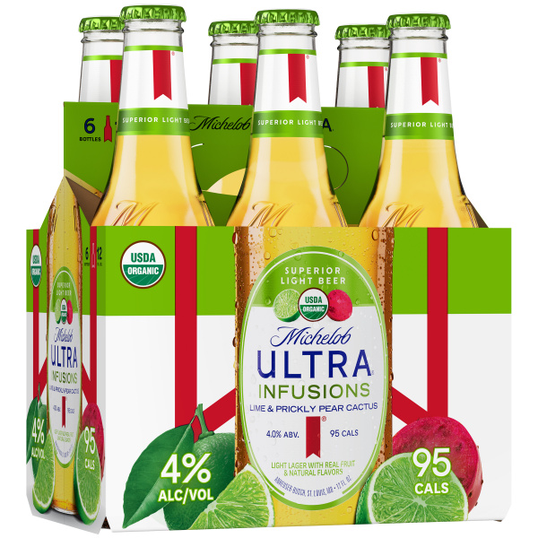 slide 3 of 10, Michelob Ultra Infusions Lime & Prickly Pear Cactus Beer 6 - 12 fl oz Bottles, 72 fl oz