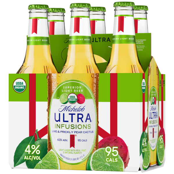 slide 10 of 10, Michelob Ultra Infusions Lime & Prickly Pear Cactus Beer 6 - 12 fl oz Bottles, 72 fl oz