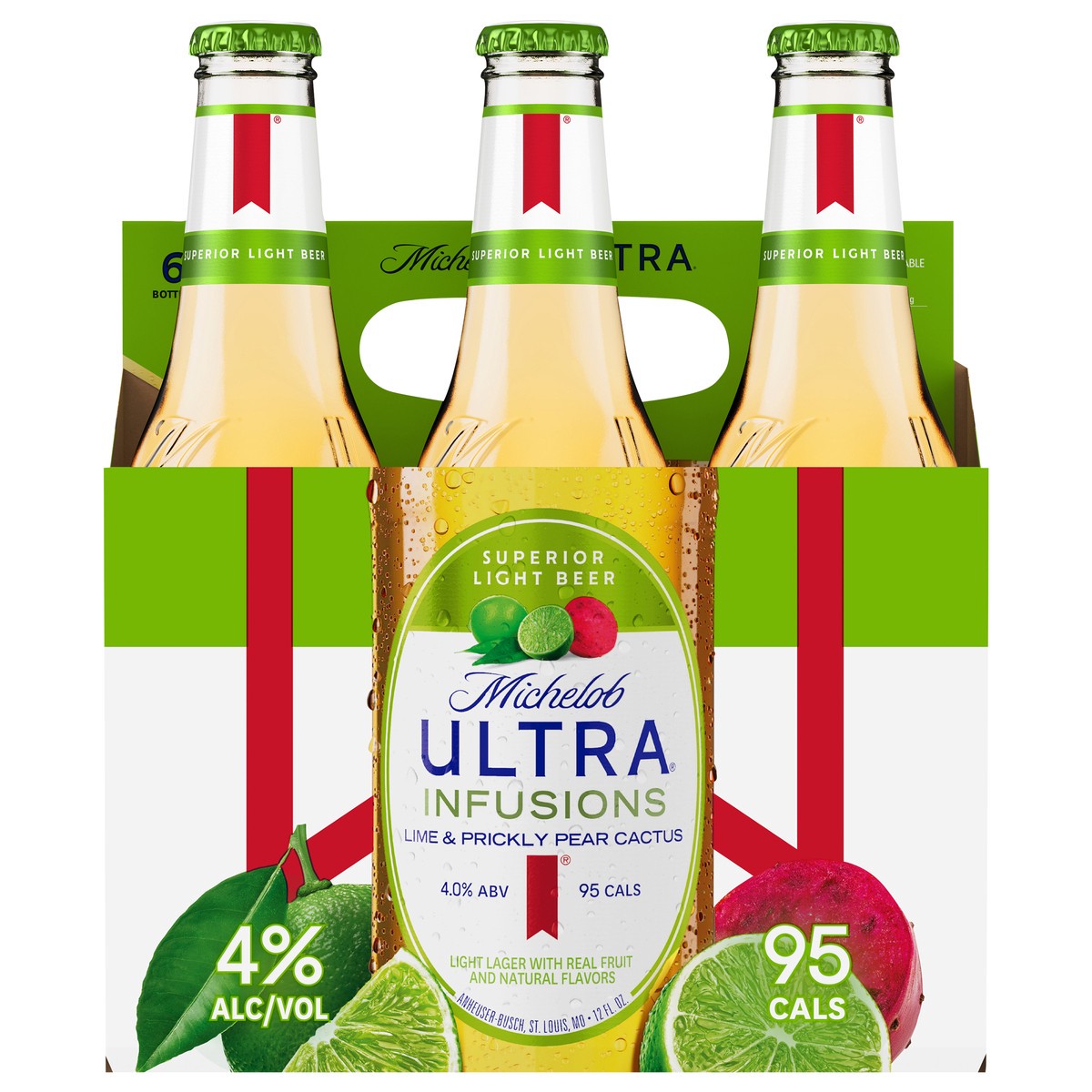 slide 1 of 10, Michelob Ultra Infusions Lime & Prickly Pear Cactus Beer 6 - 12 fl oz Bottles, 6 ct; 12 oz