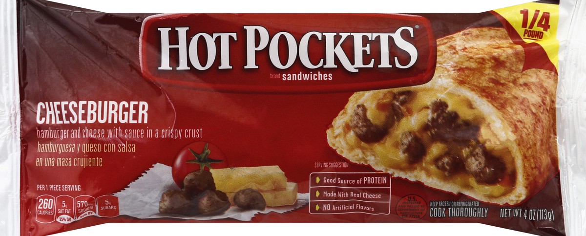 slide 5 of 5, Hot Pockets Cheeseburger Sandwich 4 oz, 4 oz