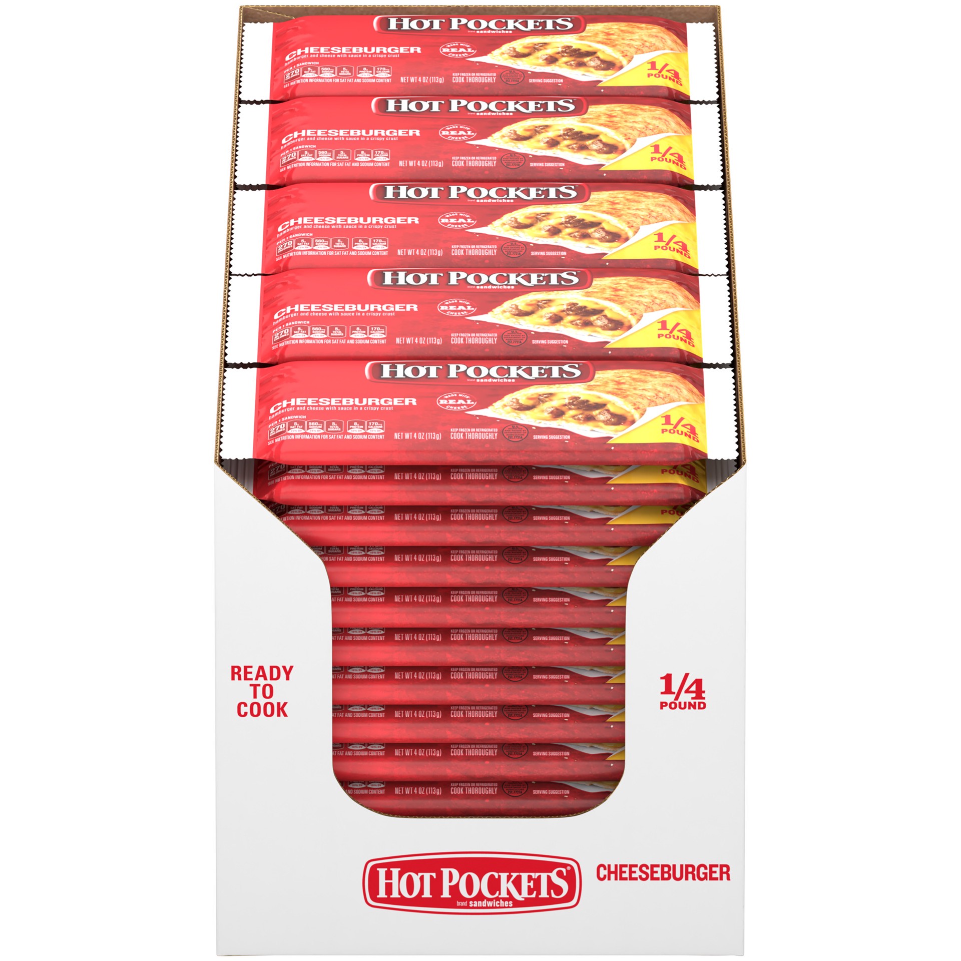 slide 1 of 5, Hot Pockets Cheeseburger Sandwich 4 oz, 4 oz