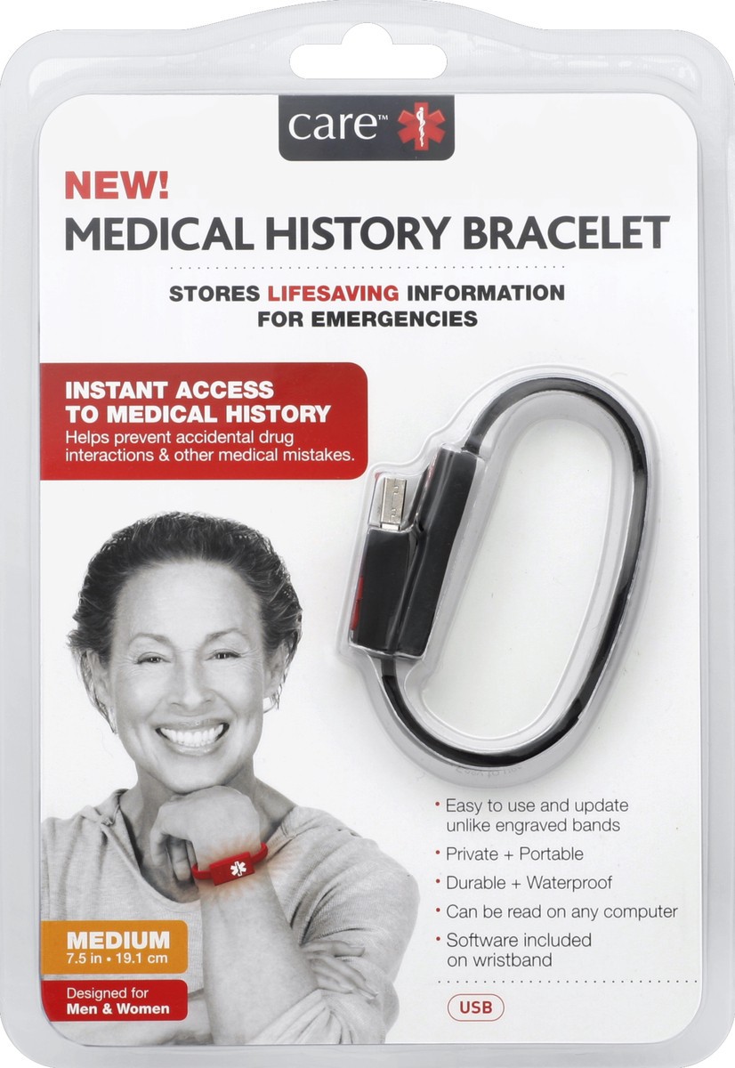 slide 2 of 3, Care Medical History Bracelet Medium (7.5') Black, 1 ct