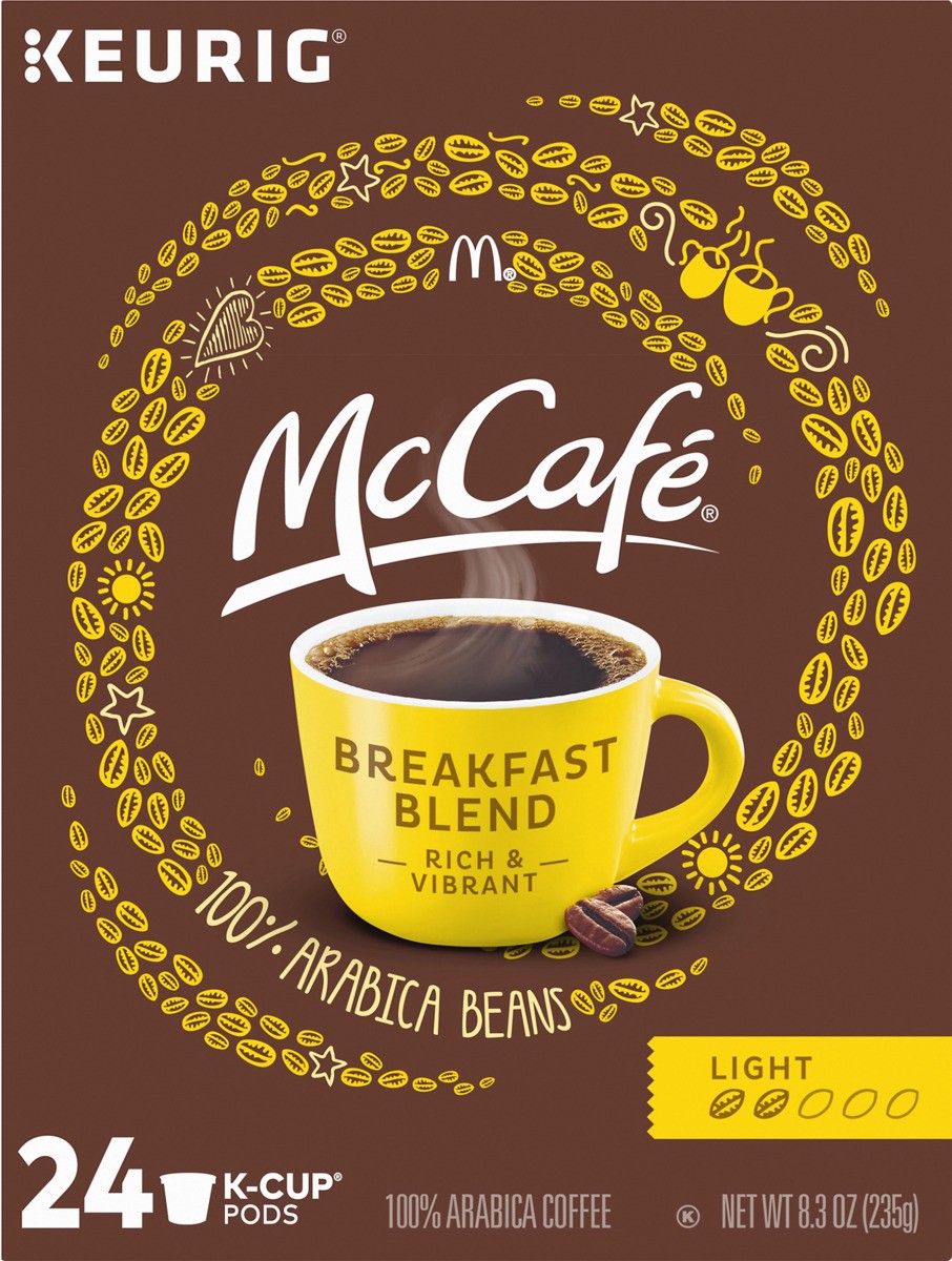 slide 2 of 7, McCafé Breakfast Blend Coffee, Keurig Single Serve Keurig K-Cup Pods, Light Roast, 24 Count, 24 ct