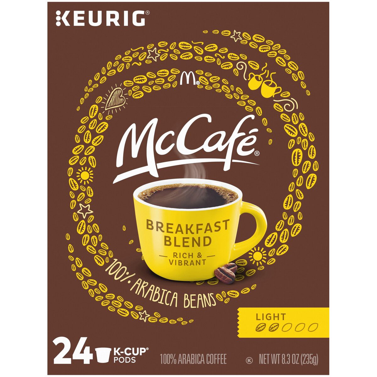 slide 5 of 7, McCafé Breakfast Blend Coffee, Keurig Single Serve Keurig K-Cup Pods, Light Roast, 24 Count, 24 ct