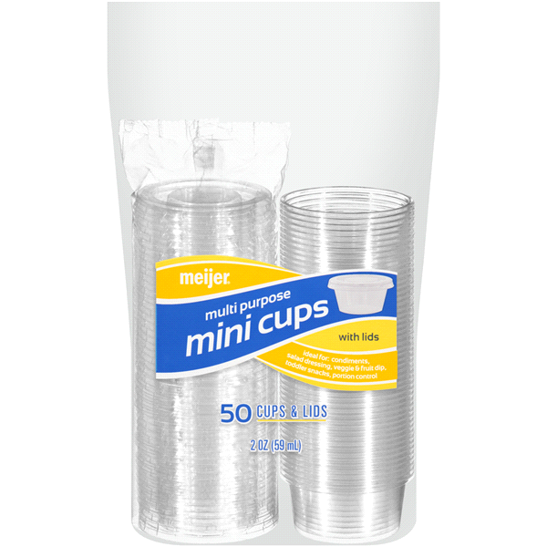 slide 1 of 1, Meijer Multi Purpose Mini Cups with Lids, 50 ct; 2 oz