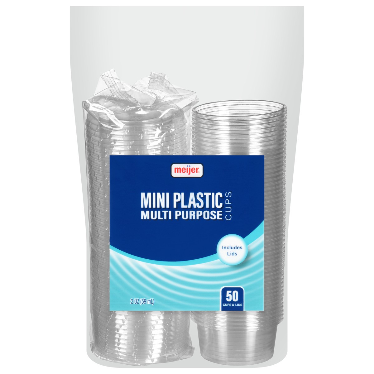 slide 1 of 9, Meijer Multi Purpose Mini Cups with Lids, 2 oz, 50 ct