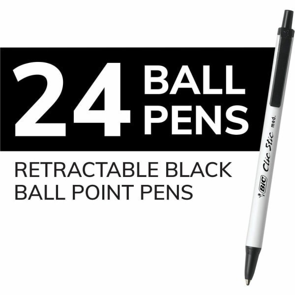 slide 4 of 8, BIC Clic Stic Ballpoint Pen - Black (24 Per Set), 1mm, 1 ct