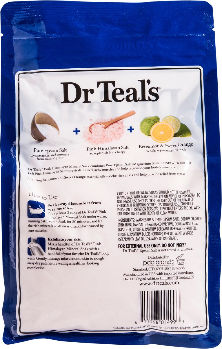 slide 3 of 7, Dr. Teal's Restore & Replenish Pure Epsom Salt & Essential Oils Pink Himalayan Mineral Soak, 48 oz