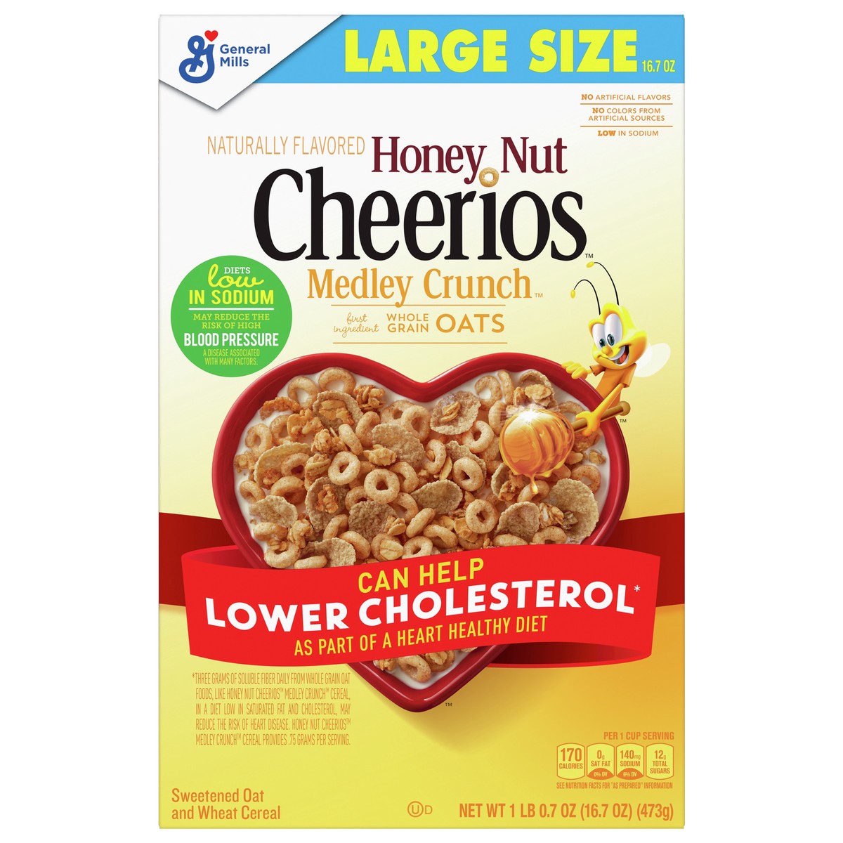 slide 1 of 9, Medley Crunch Honey Nut Cheerios, Heart Healthy Cereal, 16.7 OZ Box, 16.7 oz