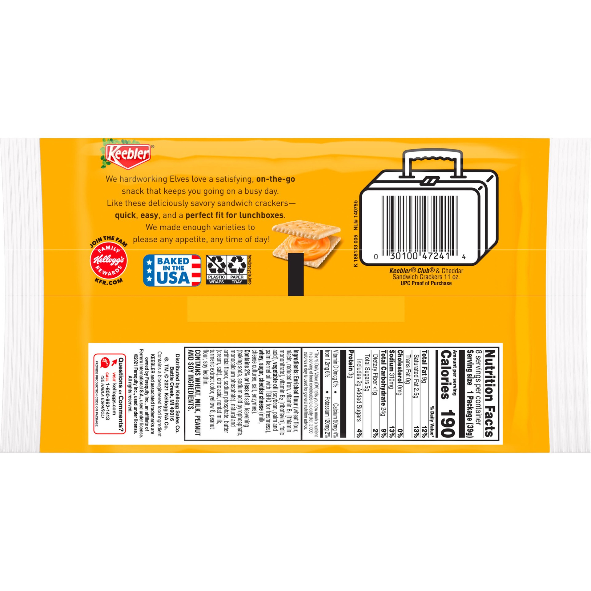slide 5 of 5, Keebler Sandwich Crackers, Club and Cheddar, 11 oz, 8 Count, 11 oz