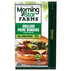 MorningStar Farms Veggie Burgers, Vegetarian Meat, Grillers Prime, 4 Count