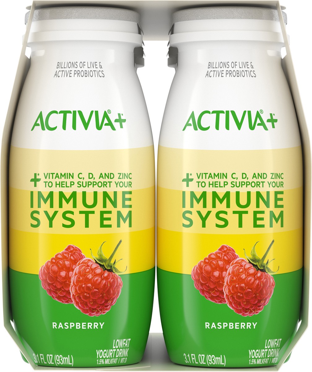 slide 9 of 9, Activia+ Multi-Benefit Raspberry Probiotic Lowfat Yogurt Drinks, Delicious Probiotic Yogurt Bottles Help Support Gut Health and Immune System, 6 Ct, 3.1 FL OZ, 3.10 fl oz