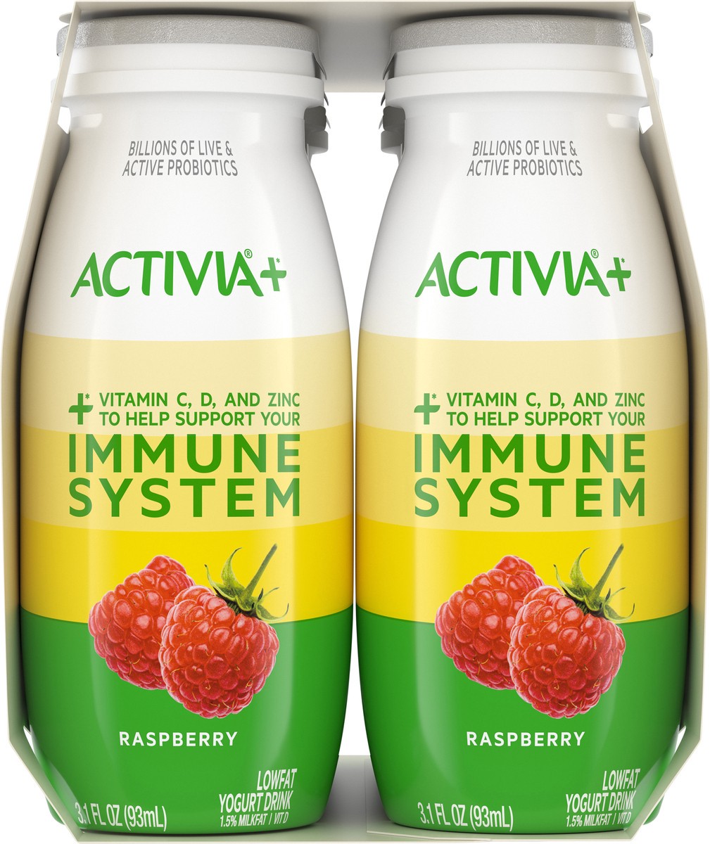 slide 7 of 9, Activia+ Multi-Benefit Raspberry Probiotic Lowfat Yogurt Drinks, Delicious Probiotic Yogurt Bottles Help Support Gut Health and Immune System, 6 Ct, 3.1 FL OZ, 3.10 fl oz