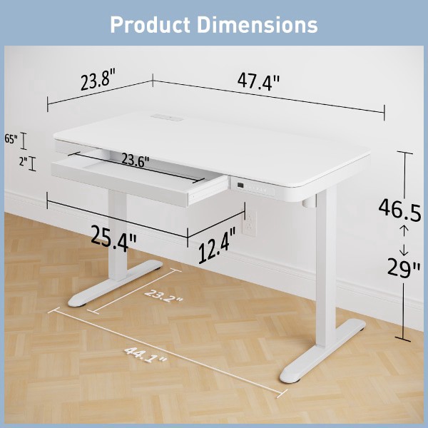 slide 4 of 10, Realspace® 47"" Vetra Electric Height-Adjustable Standing Desk, White, 1 ct
