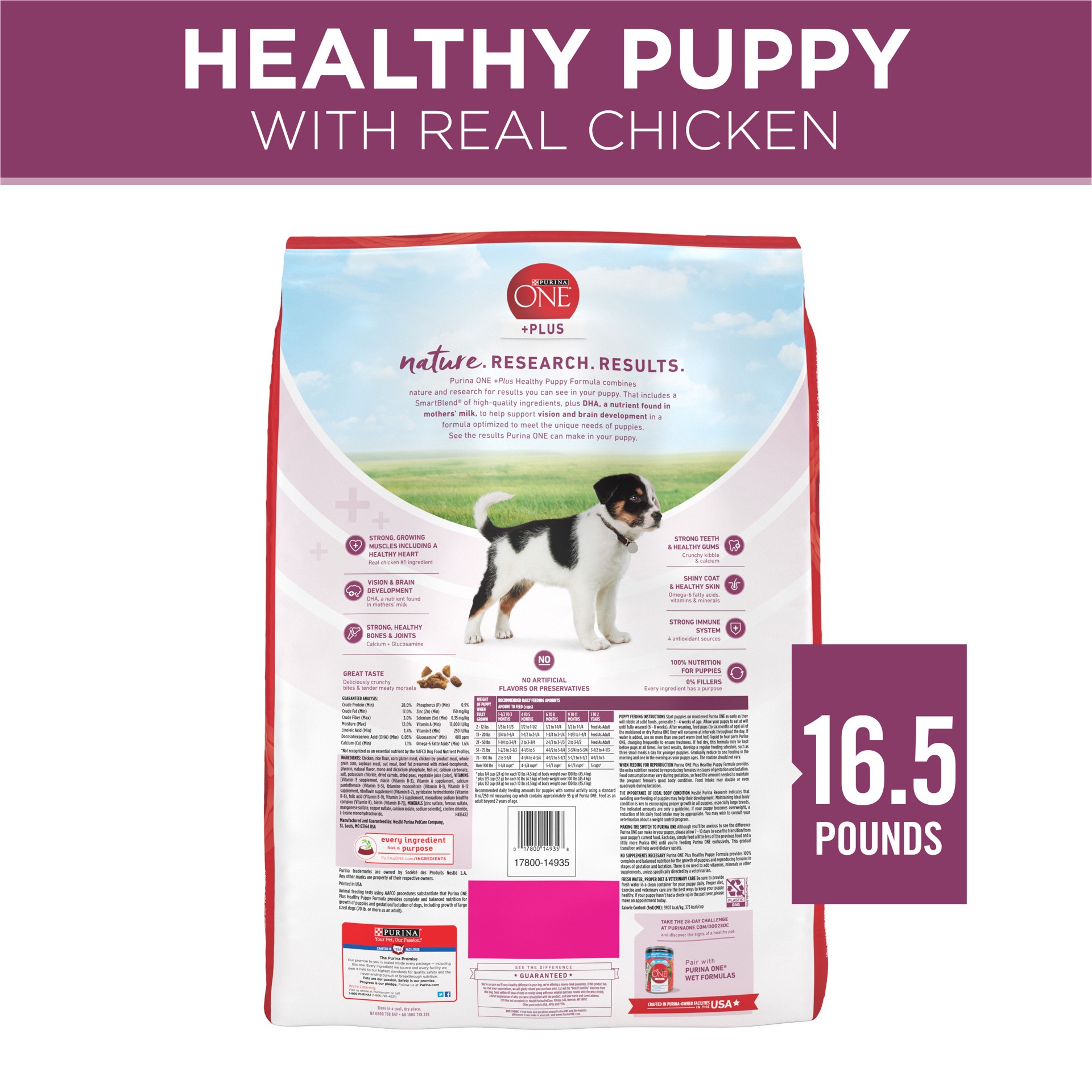 slide 6 of 8, Purina ONE Plus Healthy Puppy Formula High Protein Natural Dry Puppy Food with added vitamins, minerals and nutrients, 16.5 lb