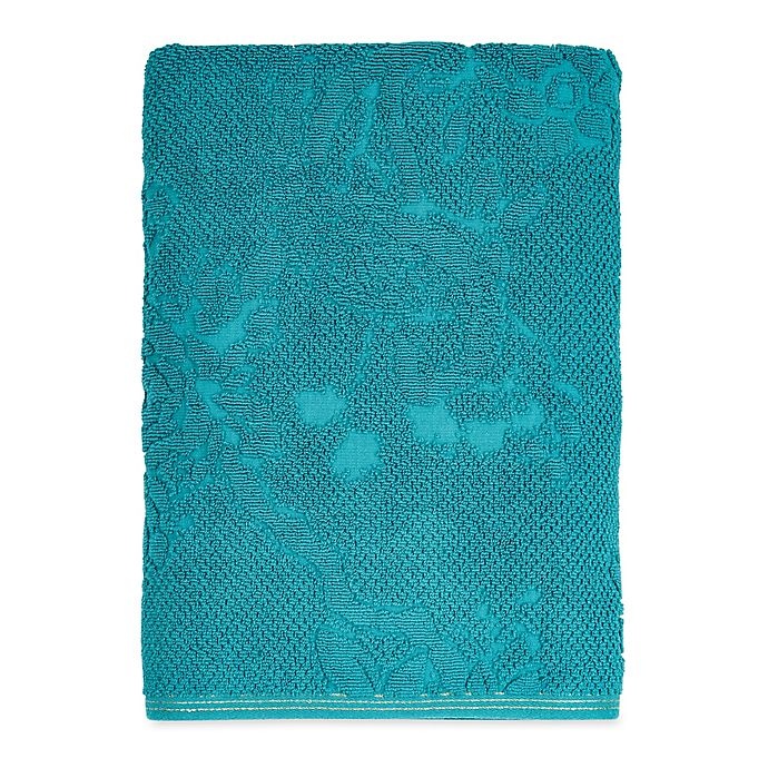 slide 1 of 3, Peacock Bath Towel - Teal, 1 ct