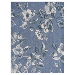 Room & Retreat Viola Bloom Outdoor Rug, 63x84 In, Blue