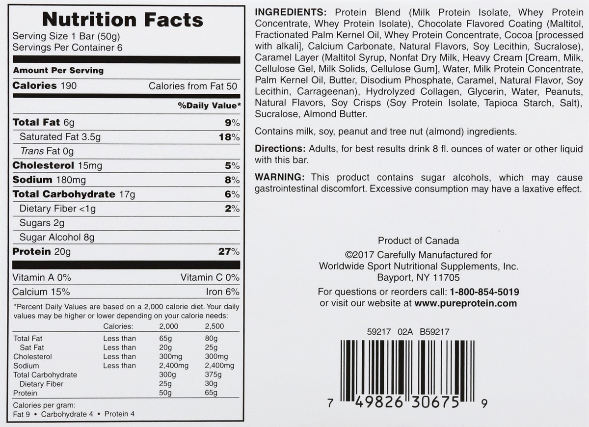 slide 3 of 6, Pure Protein Revolution Caramel Peanut Bars, 6 ct; 1.76 oz