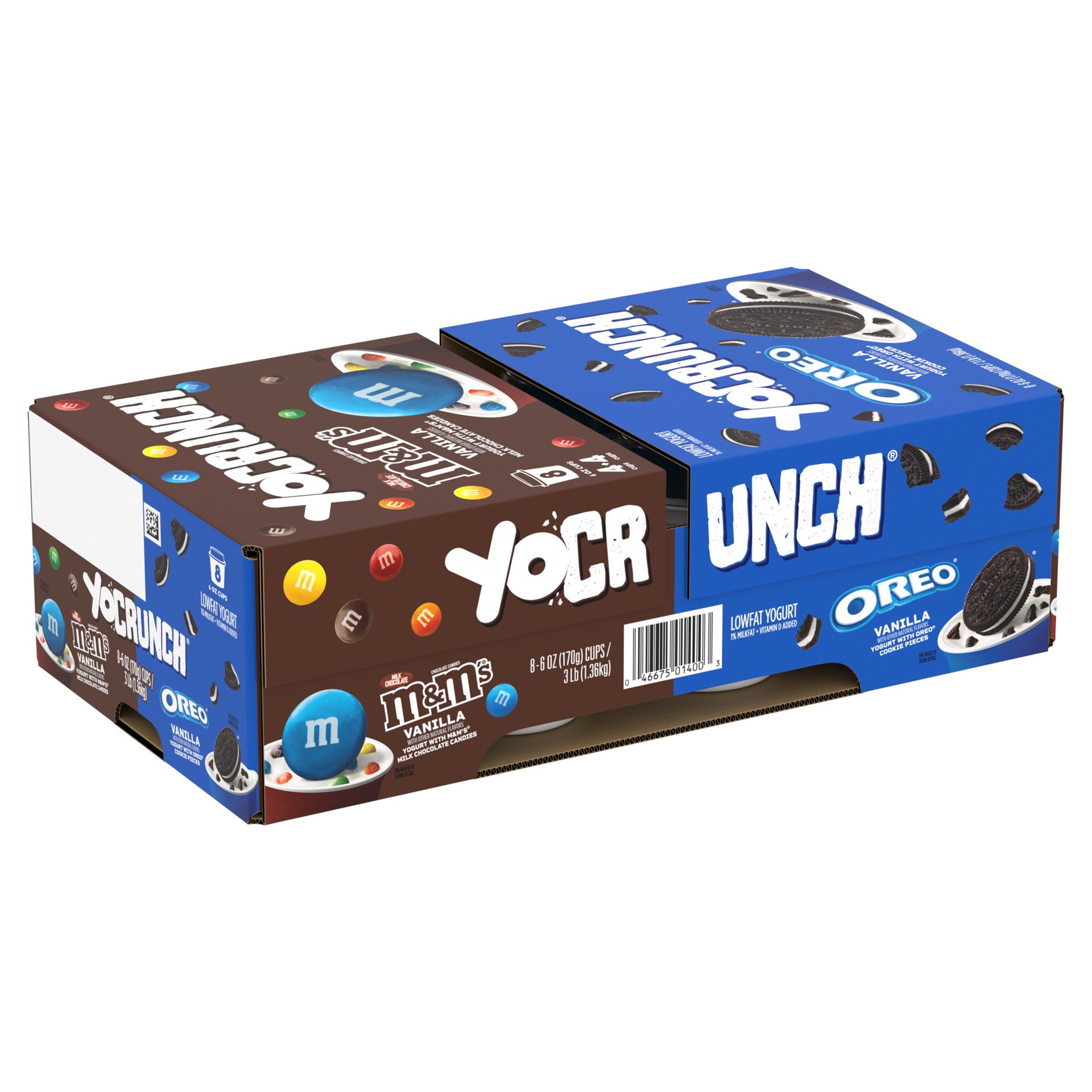 slide 3 of 5, YoCrunch Low Fat Yogurt Variety Pack, Vanilla Yogurt with M&Ms(R) and OREO(R) Cookie Pieces, 6 oz, 8 Pack, 6 oz