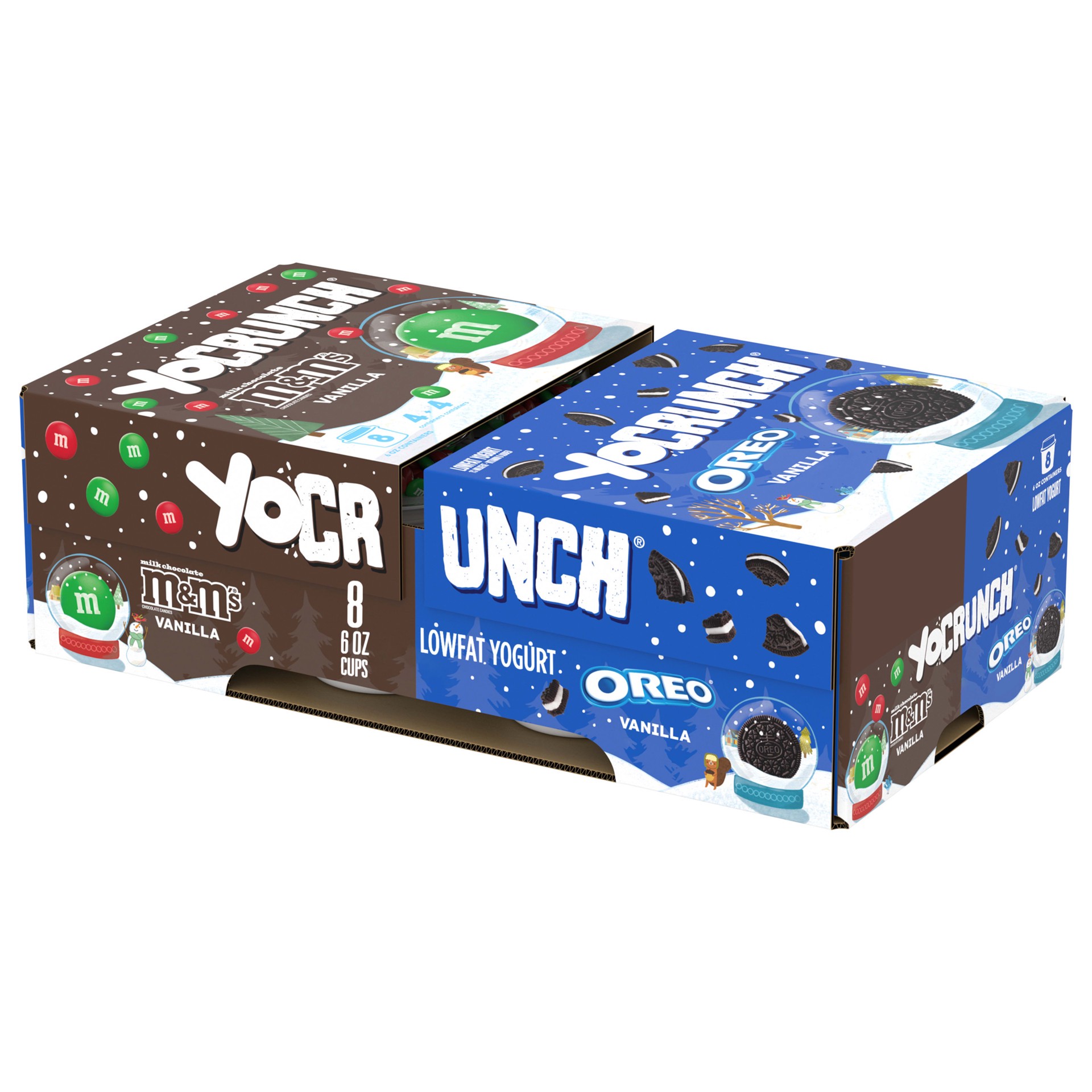 slide 1 of 5, YoCrunch Low Fat Yogurt Variety Pack, Vanilla Yogurt with M&Ms(R) and OREO(R) Cookie Pieces, 6 oz, 8 Pack, 6 oz