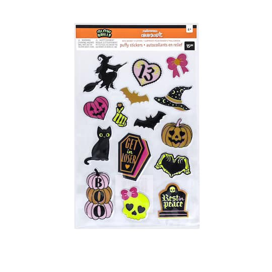 slide 1 of 1, Sweet & Spooky Glow-In-The-Dark Puffy Stickers By Creatology, 4.5 in x 7.25 in x 0.1 in