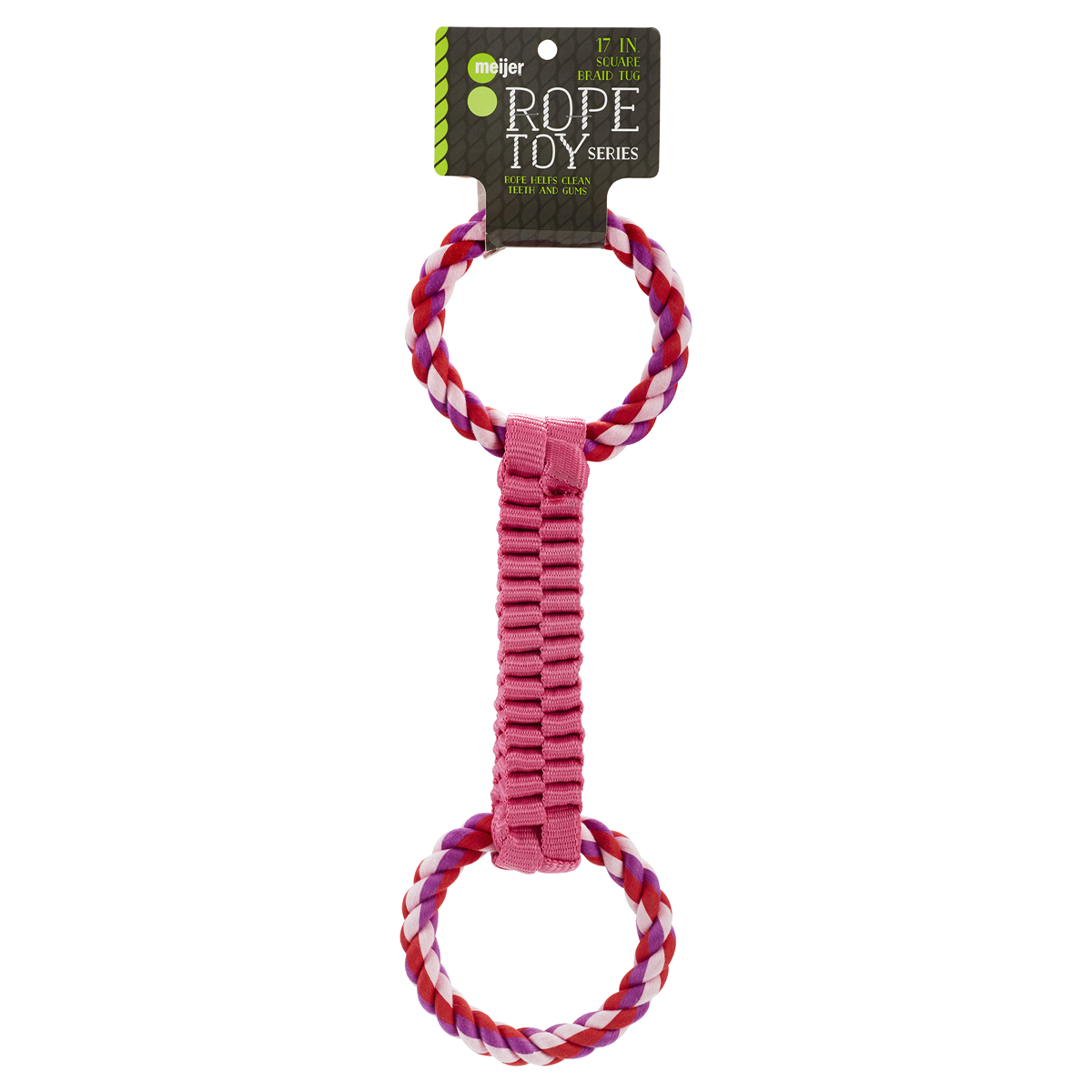 slide 1 of 2, Meijer Square Braid Tug Rope Dog Toy, 17 in, 1 EA      