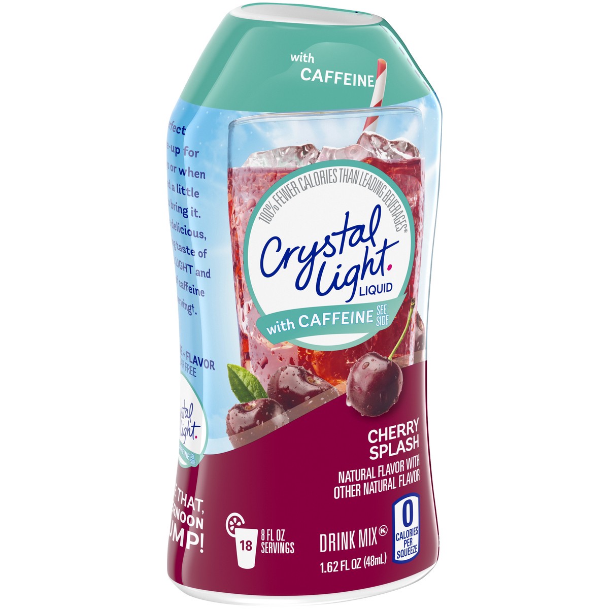 slide 2 of 9, Crystal Light Liquid Cherry Splash Naturally Flavored Drink Mix With Caffeine Bottle, 1.62 oz