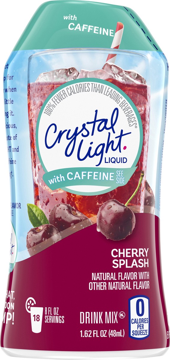 slide 1 of 9, Crystal Light Cherry Splash Liquid Drink Mix with Caffeine, 1.62 fl oz Bottle, 1.62 fl oz