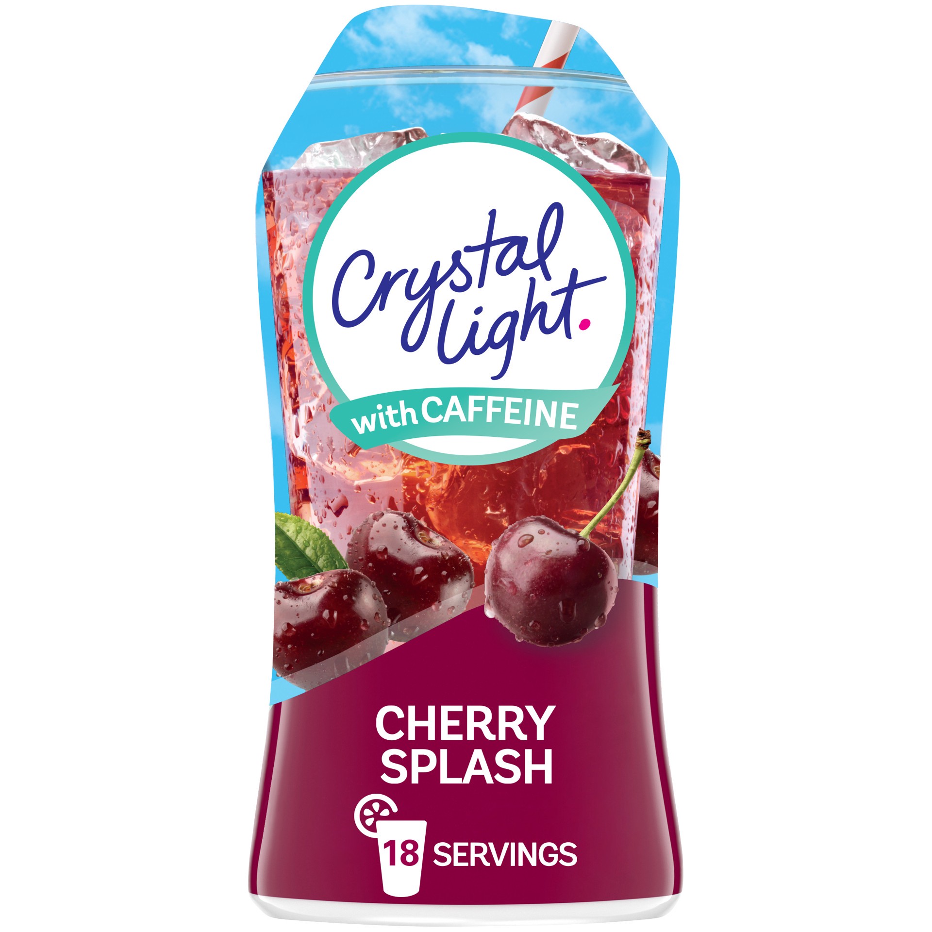 slide 1 of 9, Crystal Light Liquid Cherry Splash Naturally Flavored Drink Mix with Caffeine, 1.62 fl oz Bottle, 1.62 fl oz