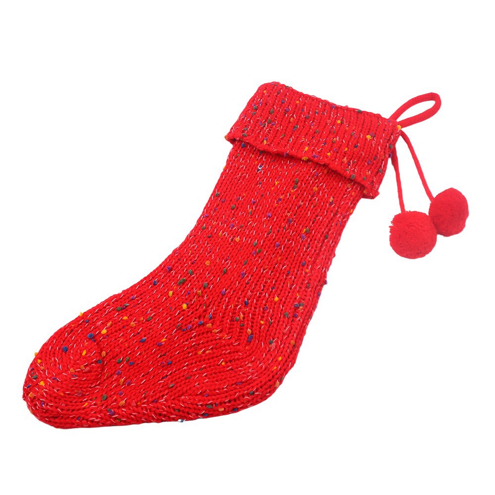 slide 3 of 3, 18" Red Knit Stocking With Pom Poms By Ashland, 18 in