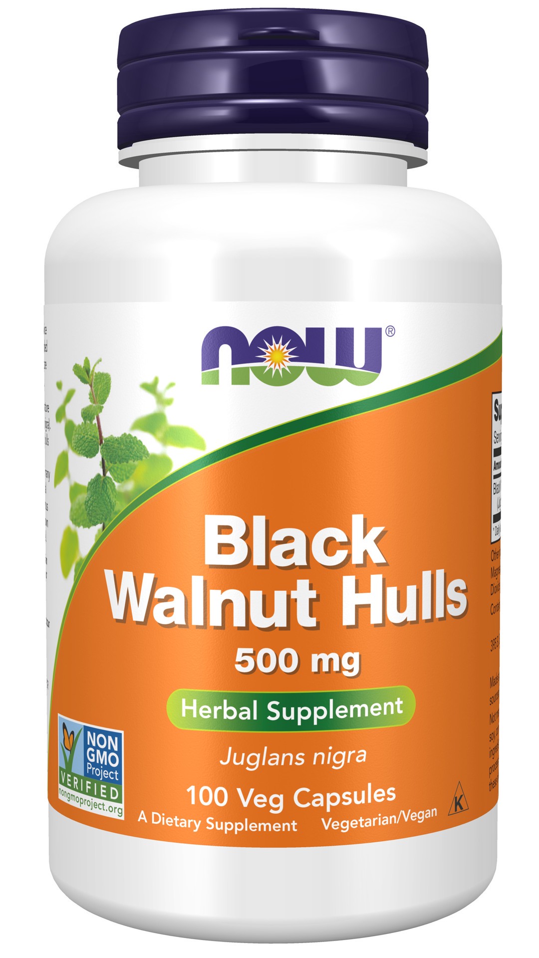 slide 1 of 4, NOW Black Walnut Hulls 500 mg - 100 Veg Capsules, 100 ct